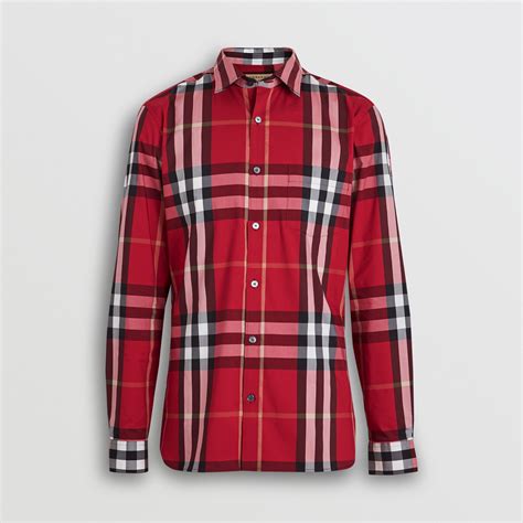 burberry red shirt men